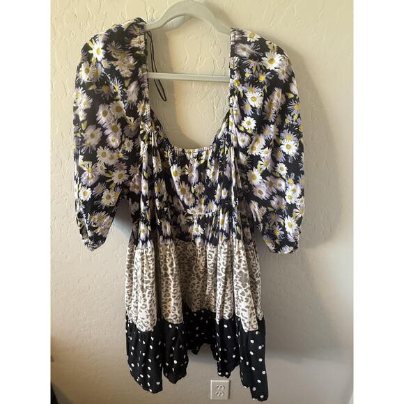 ASOS DESIGN Dress Womens 18 Mixed Floral Leopard Polka Dot Bohemian Curve Chic - Picture 2 of 4